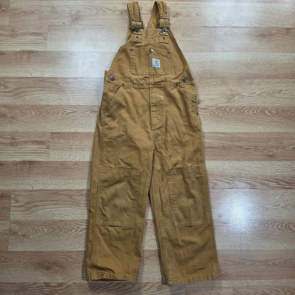 Carhartt Overalls Kids Size 6 Double Knee Bib Canvas Brown Duck Workwear